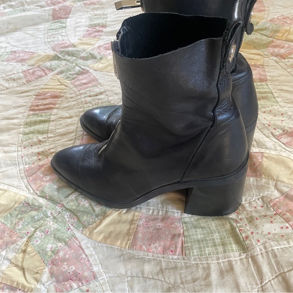 Zara Black Ankle Boots with Silver Zipper - Picture 3 of 7